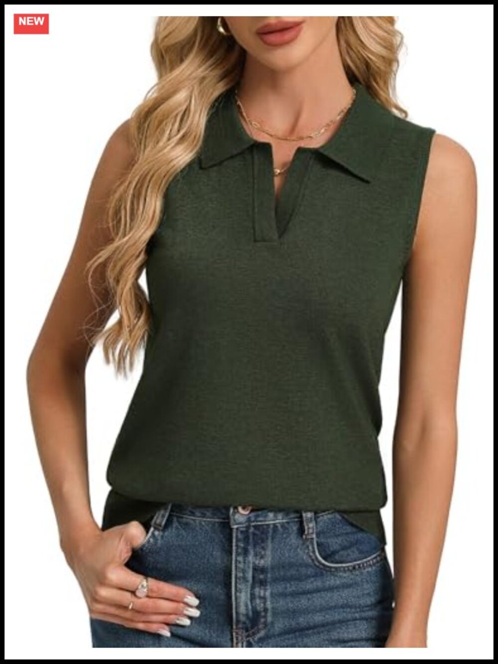 Wool Blend Sleeveless Polo Sweater Vest Lightweight Knit Tank Top